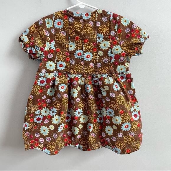 Cakewalk | Girl’s Brown Floral Dress Scalloped Hem Button Top Short Sleeve 5T - Picture 4 of 8